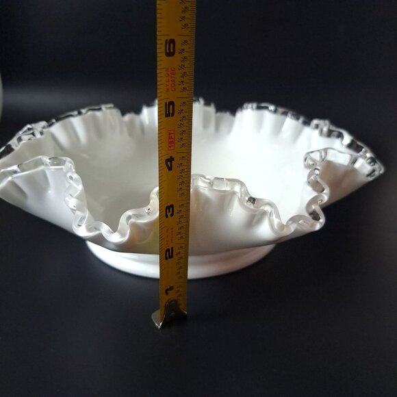 Fenton Milk Glass Silver Crest Ruffled Edge Bowl Vintage - Picture 3 of 10